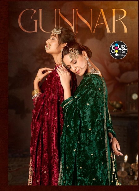 Gunaar By Fourdots Semi Makhmal Velvet With Work Dress Material Bulk Orders In India